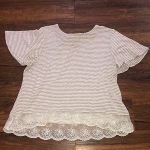 Striped slightly crop shirt